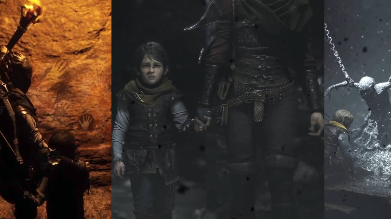 Collage of images from A Plague Tale Requiem