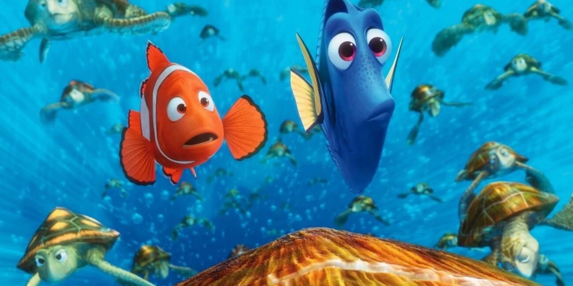 A scene with characters from Finding Nemo