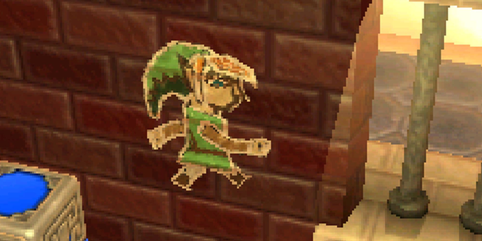 Link merged on a wall in A Link Between Worlds