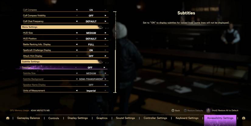 accessibility settings in forspoken