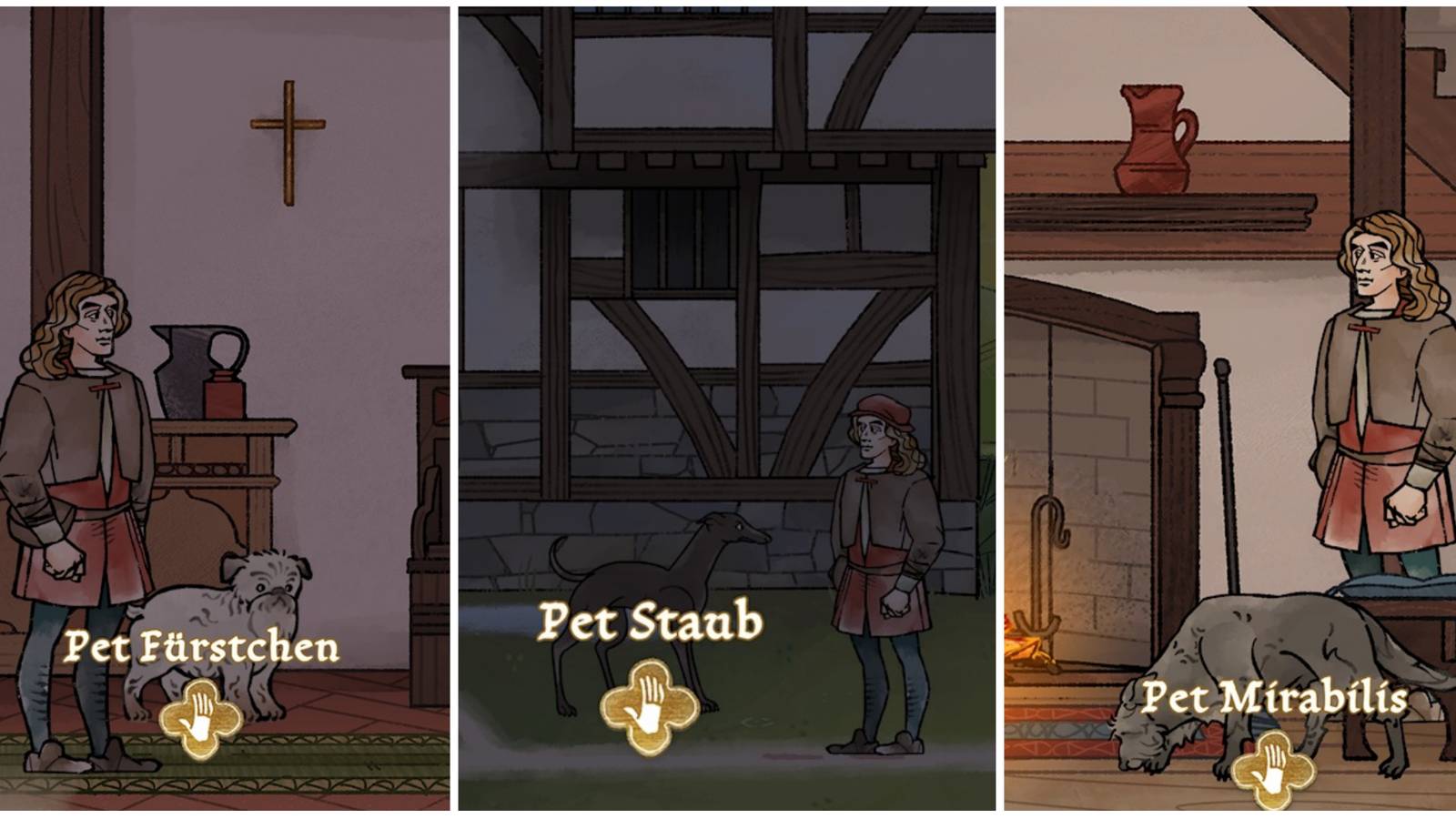 pettable animals in pentiment