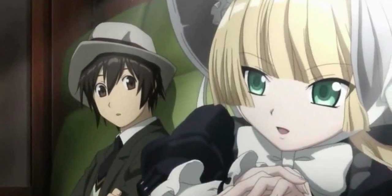 Kazuya and Victorique from Gosick on a train