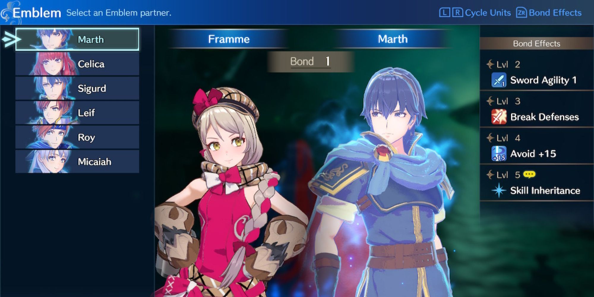 A player selecting to fight against Marth in the Arena