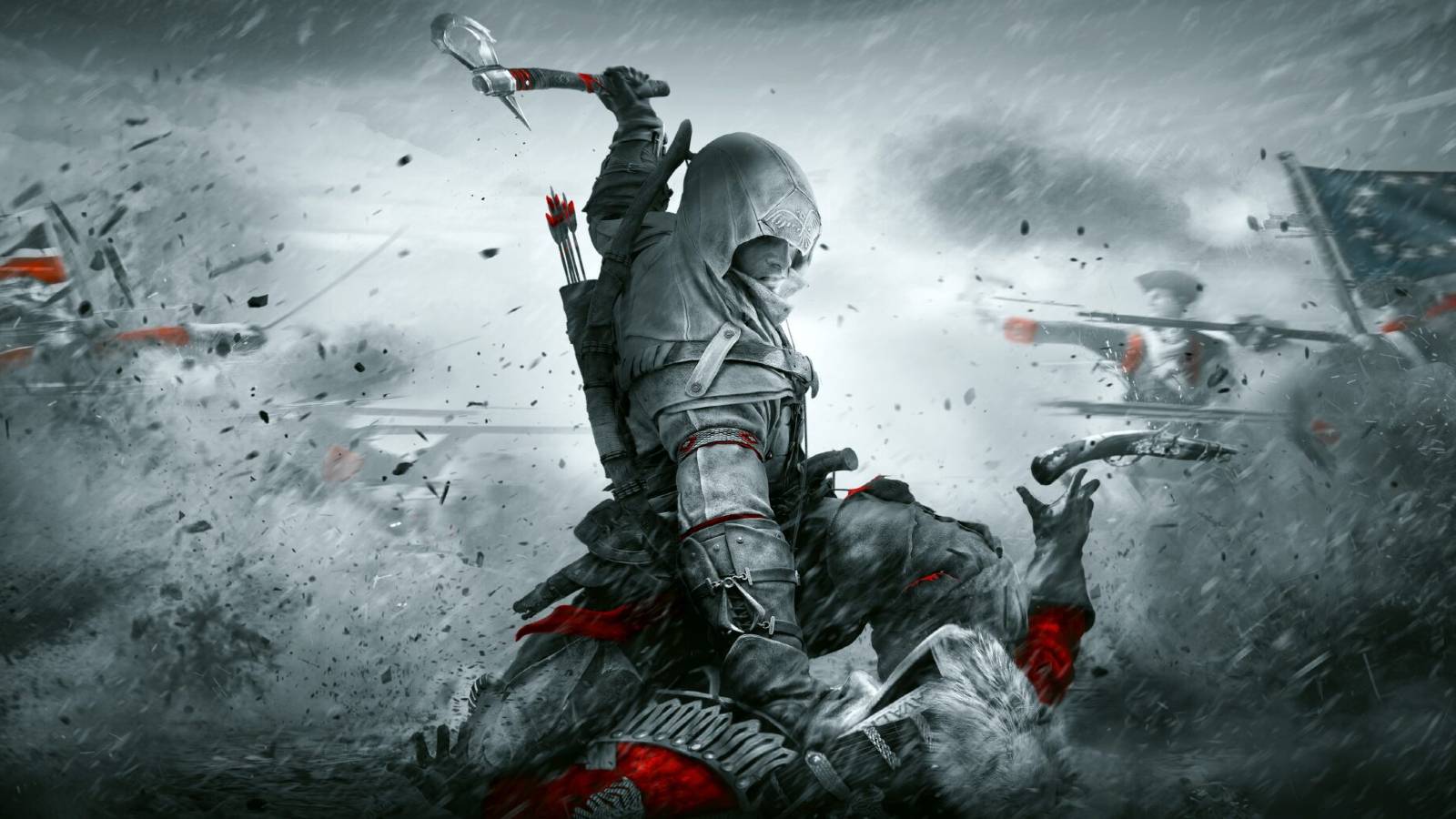 A promotional image for Ubisoft's Assassin's Creed 3.