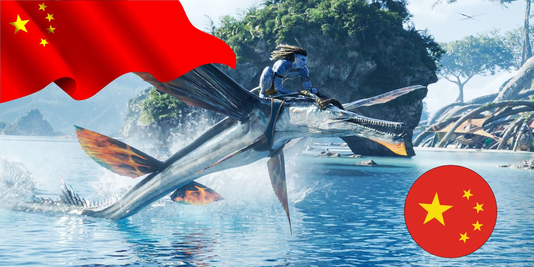 Avatar: The Way of Water sea scene with China flag
