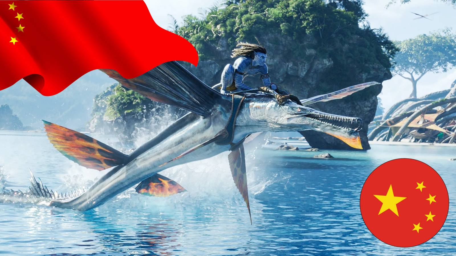Avatar: The Way of Water sea scene with China flag