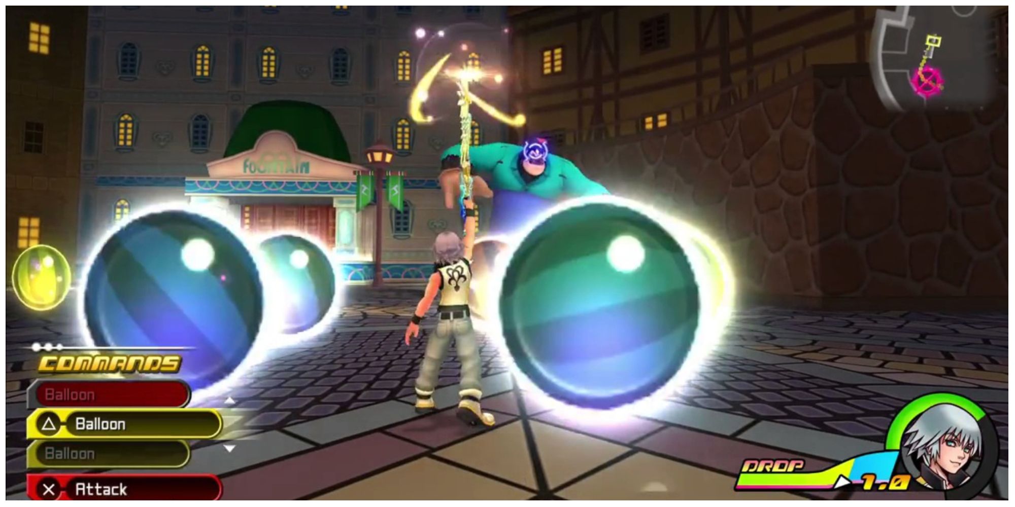 Riku casts Balloon in Kingdom Hearts 3D: Dream Drop Distance