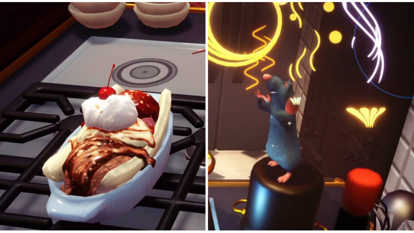 banana split presentation and happy remy chef