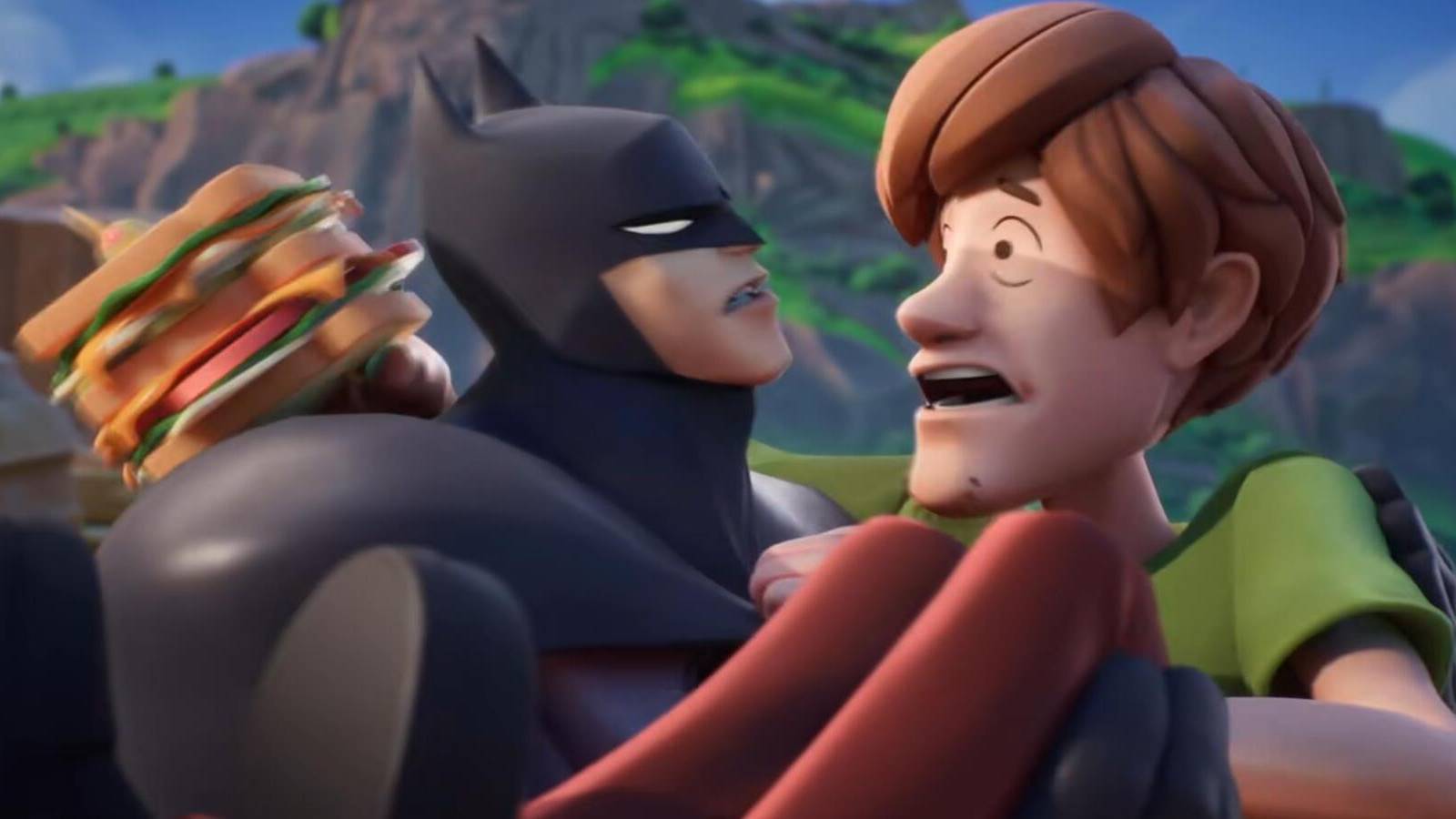 Batman holding Shaggy in Multiversus