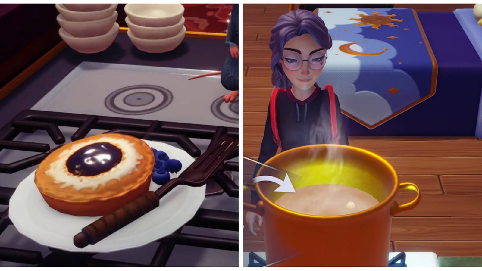 preparing blueberry pie, cooking process