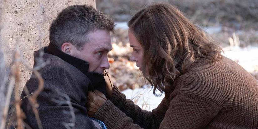 Emily Blunt looking at Cillian Murphy in Oppenheimer