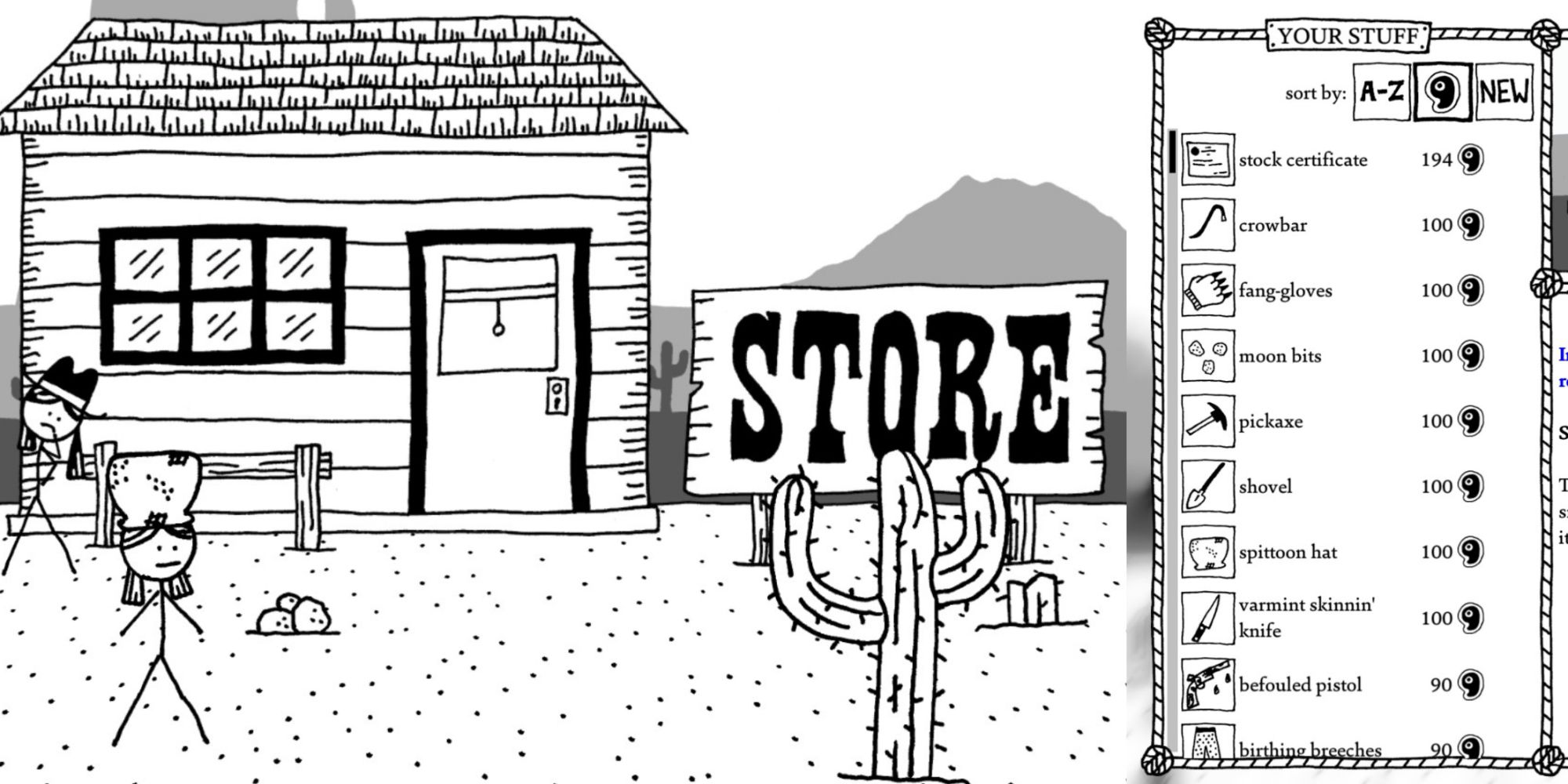 Buttonwillow's Store West of Loathing