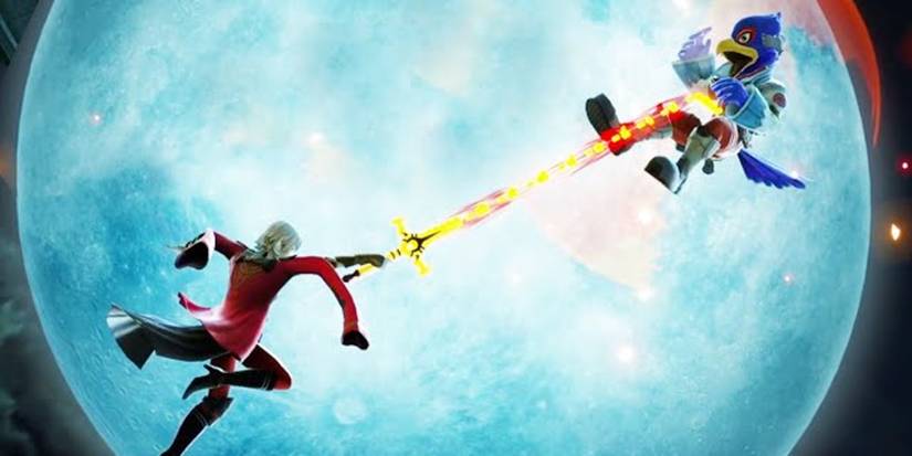 byleth grabbing falco with her weapon 