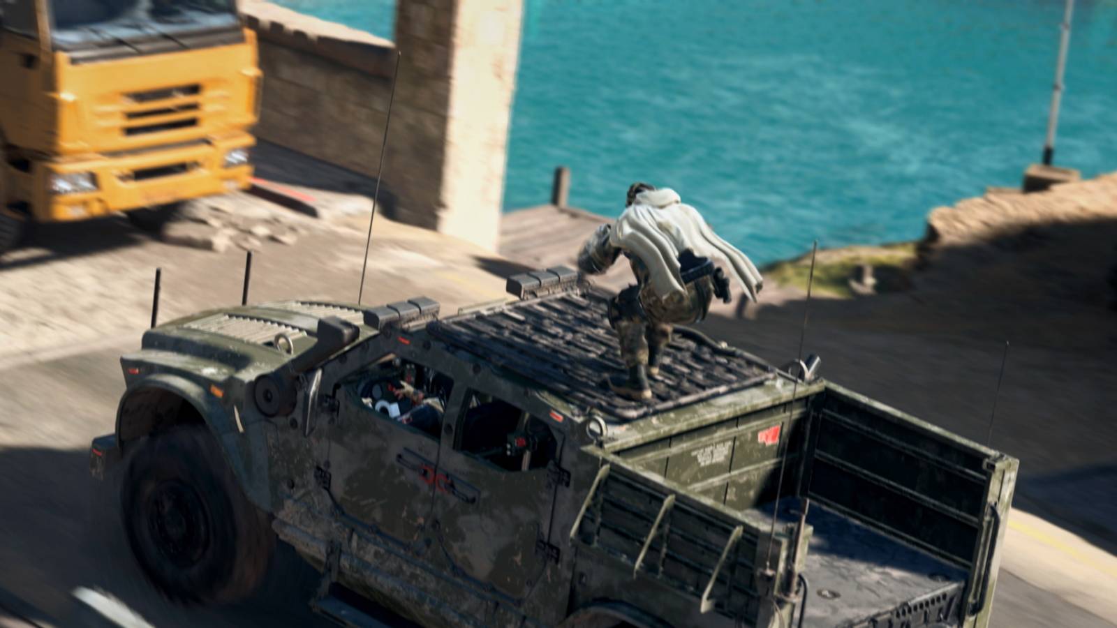 Vehicle driving near the water in Call of Duty Warzone 2