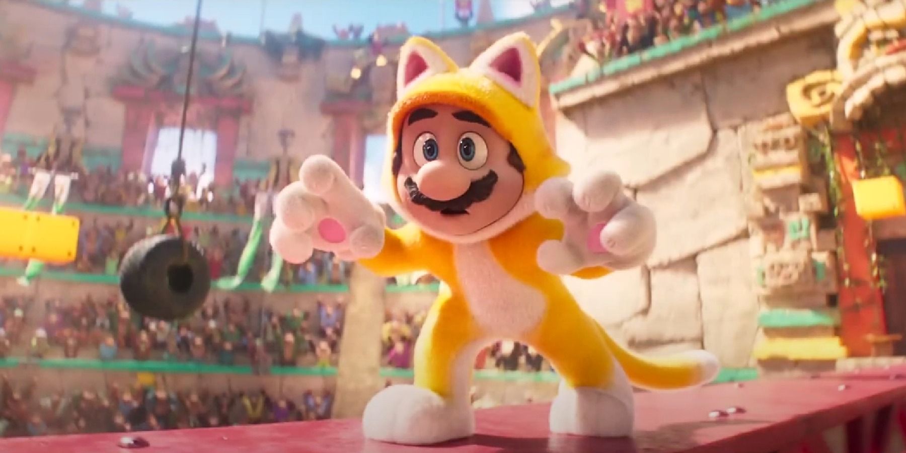 surprised Cat Mario in The Super Mario Bros. Movie