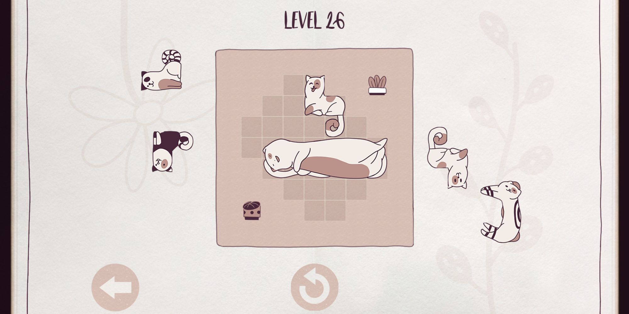 A player attempting to complete level 26 in Cats Organized Neatly