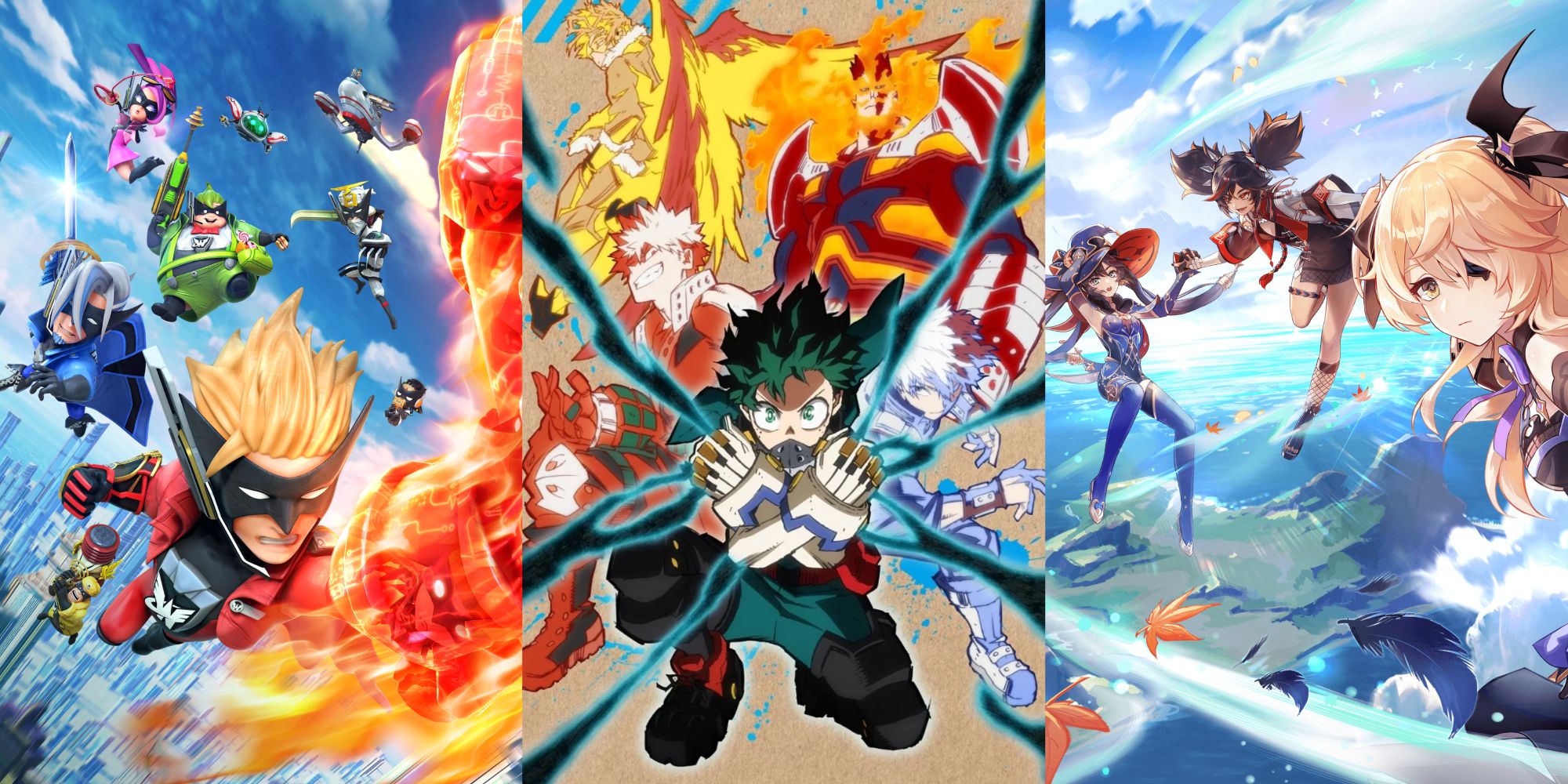 collage of character from The Wonder 101, My Hero Academia Season 6 Promo and Genshin Impact