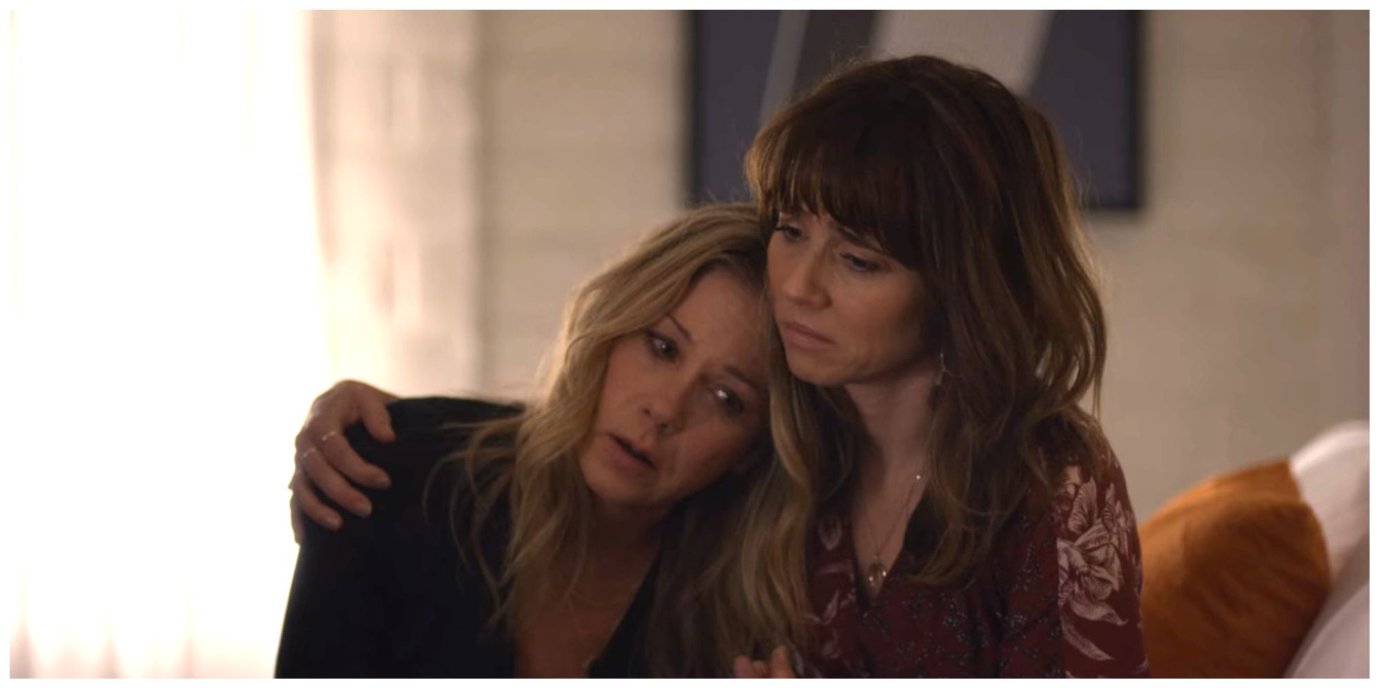 Judy (right) looking sad as she comforts Jen