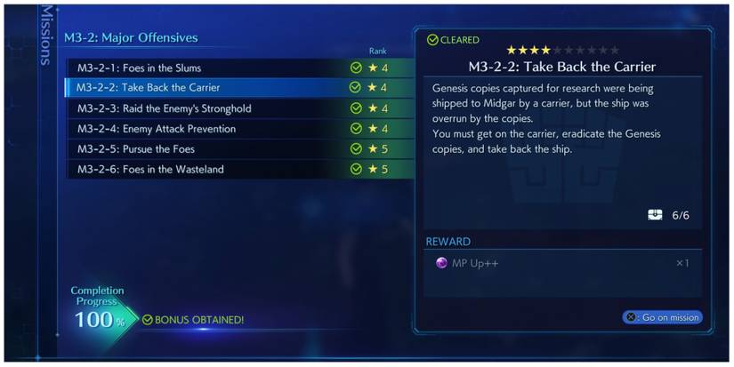 Major Offensives missions in Crisis Core: Final Fantasy 7 Reunion