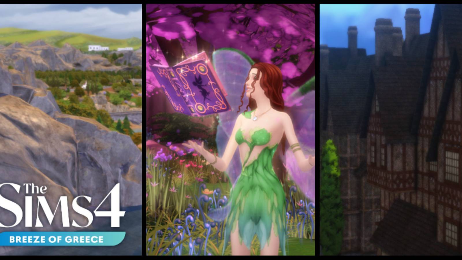 Collage of images from mods in The Sims 4 that are like free expansion packs.