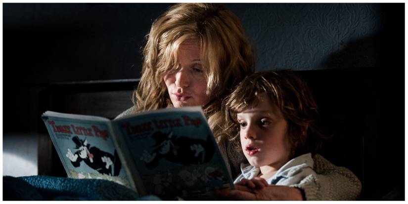 Essie Davis as Amelia Vanek. Noah Wiseman as Sam Vanek in The Babadook