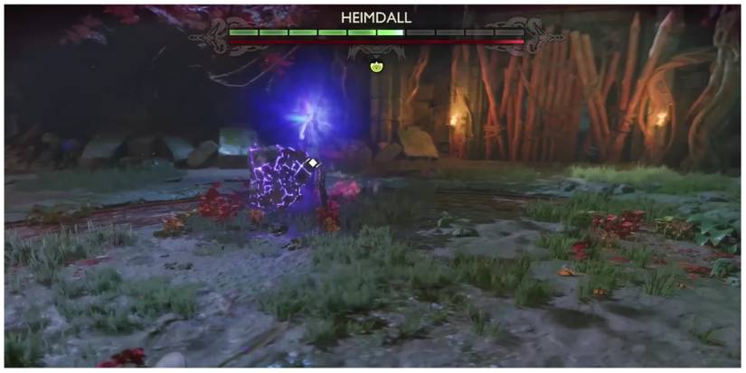 Heimdall throws a boulder in God of War Ragnarok