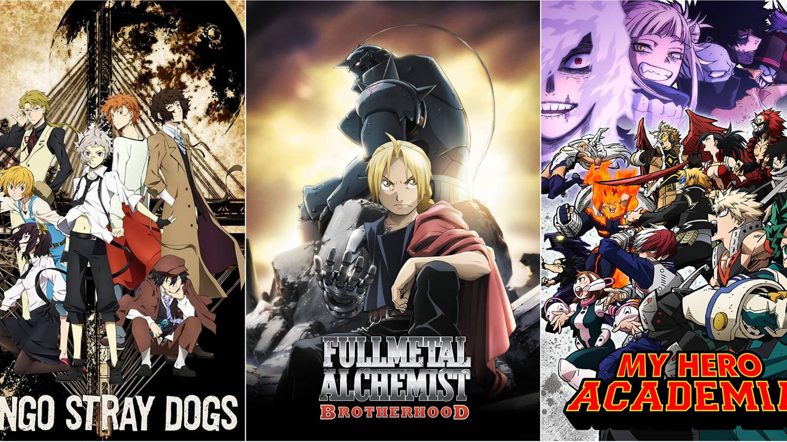 bungo stray dogs fullmetal alchemist brotherhood my hero academia