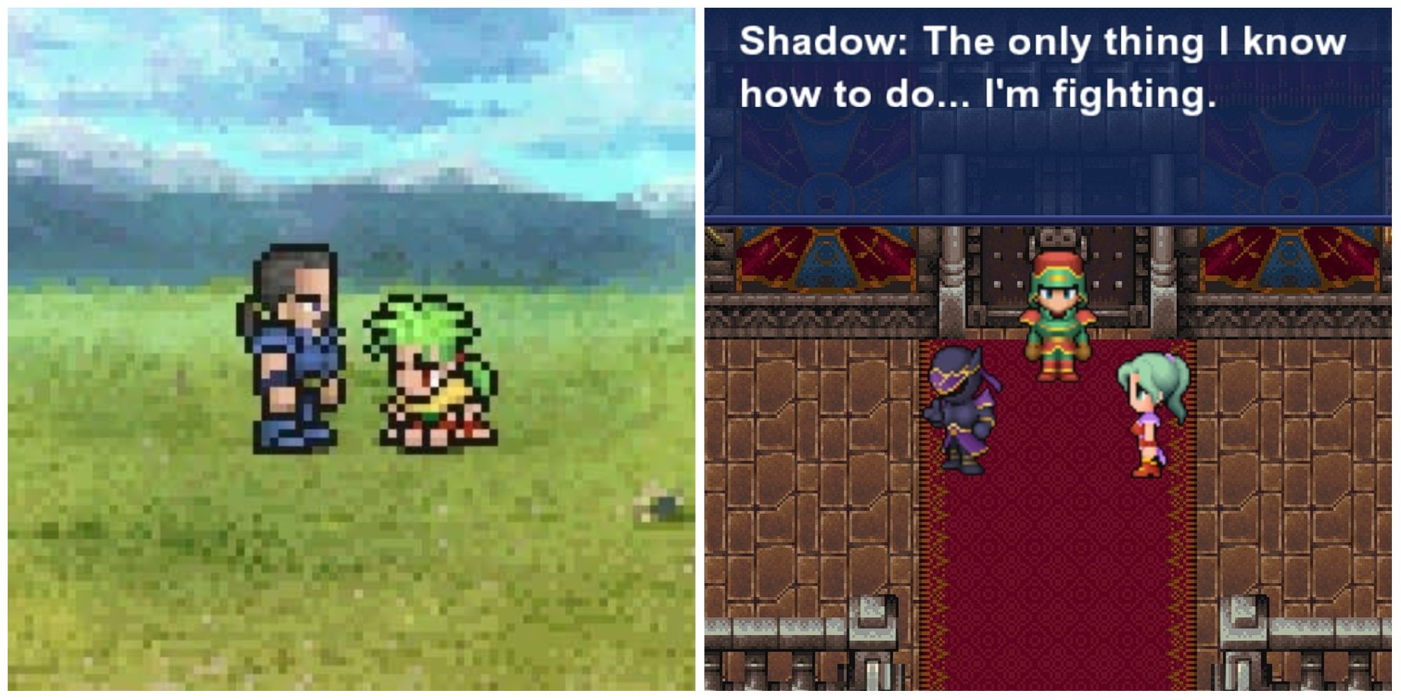 Cyan, Gau, Shadow, and Terra in Final Fantasy 6