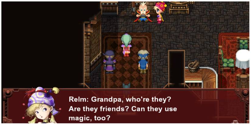 Relm meets Terra, Shadow, and Locke in Final Fantasy 6