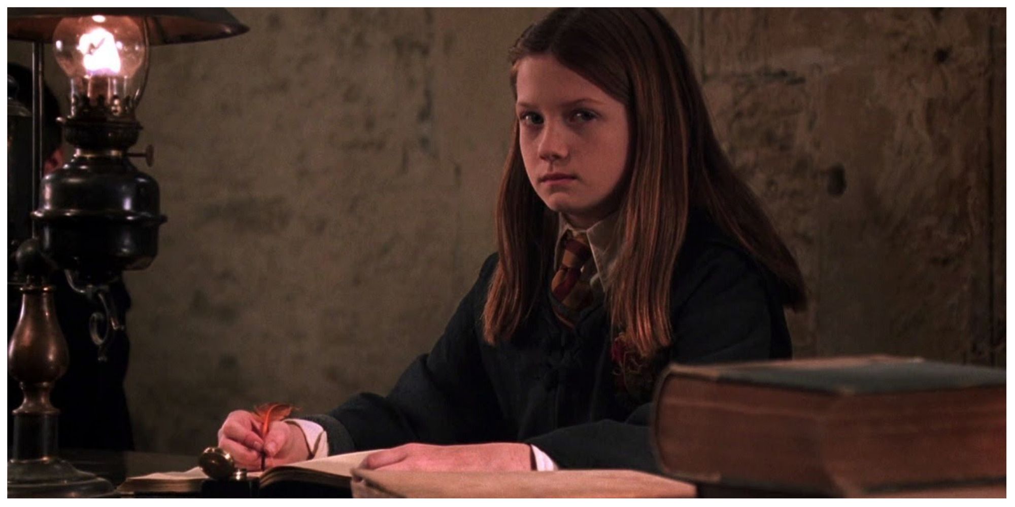 Bonnie Wright as a young Ginny Weasley in Harry Potter and The Chamber of Secrets