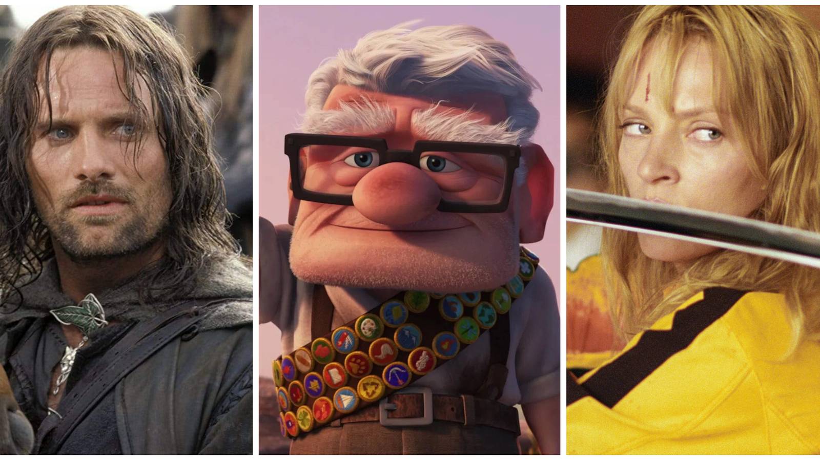 Aragorn Lord of the Rings Carl Up Uma Thurman Kill Bill