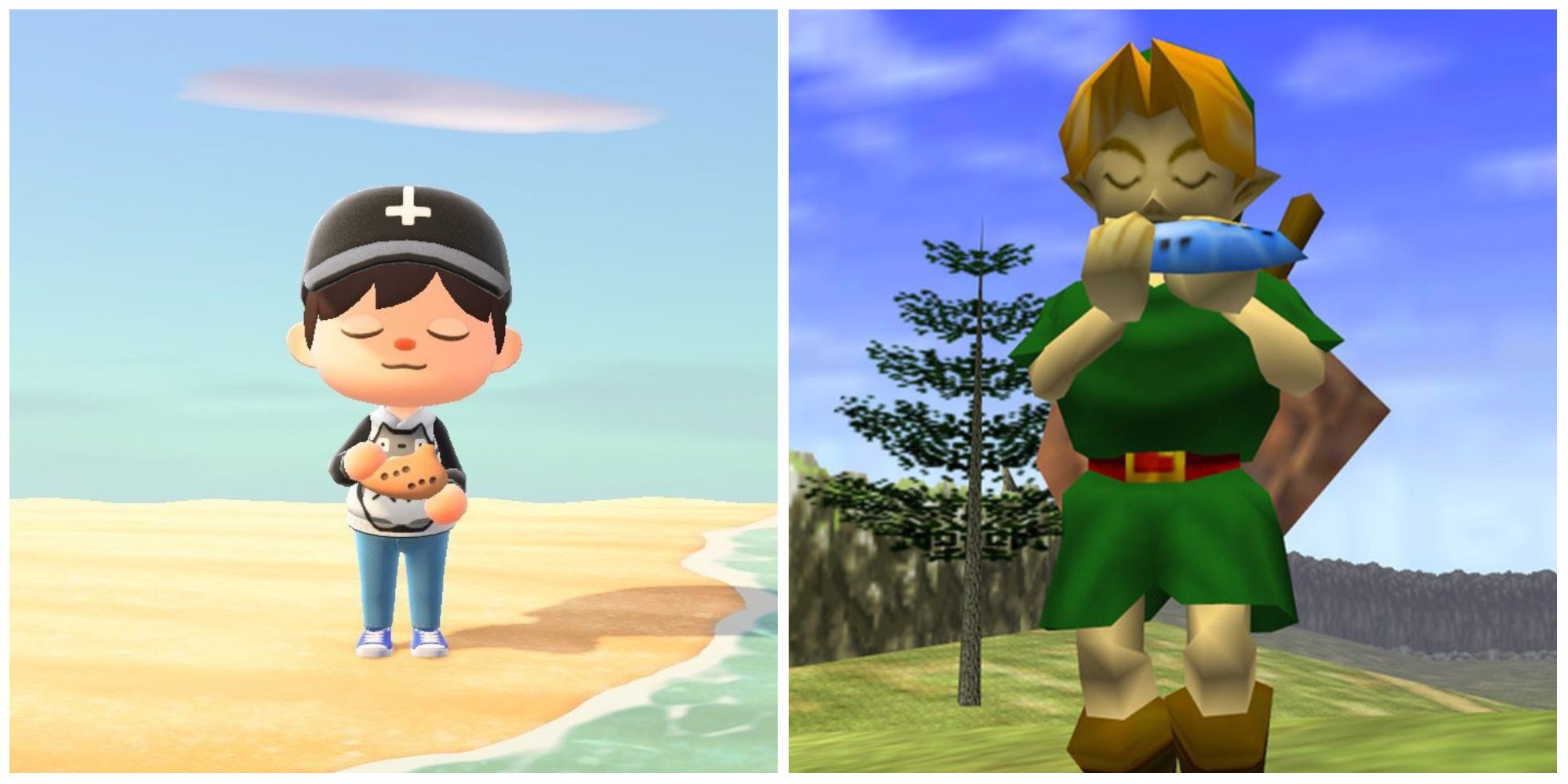 Animal Crossing New Horizons and The Legend of Zelda Ocarina of Time ocarinas