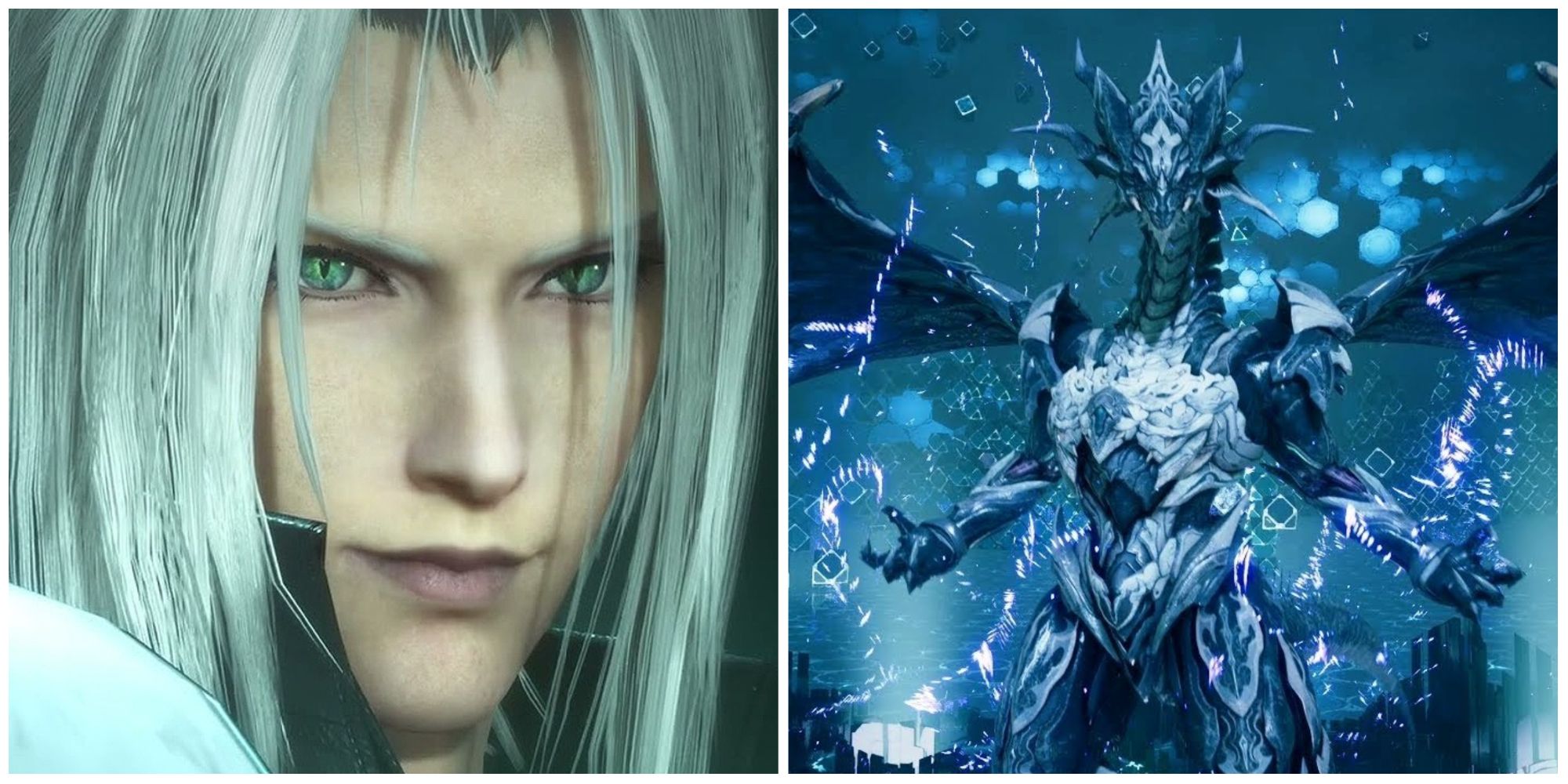 Sephiroth and Bahamut in Final Fantasy