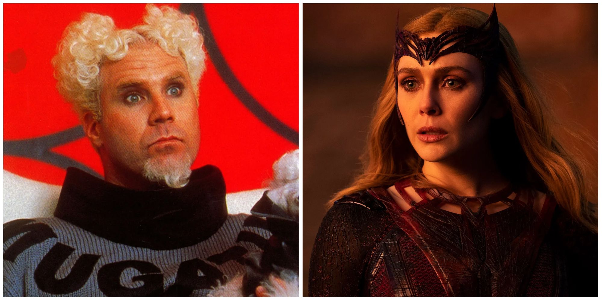 Will Ferrell in Zoolander and Elizabeth Olsen in Doctor Strange in the Multiverse of Madness