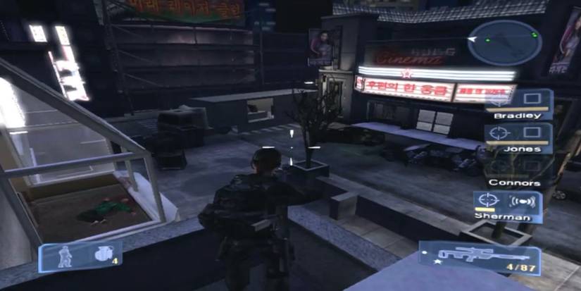 Player stands on a roof aiming a sniper rifle