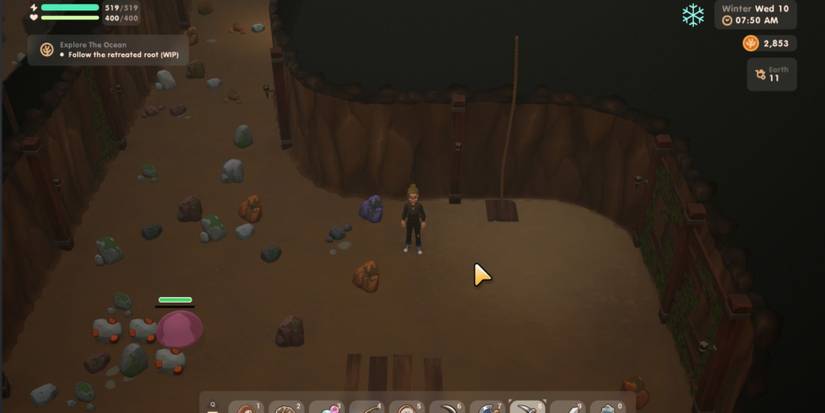 coral island caverns rocks monsters ore