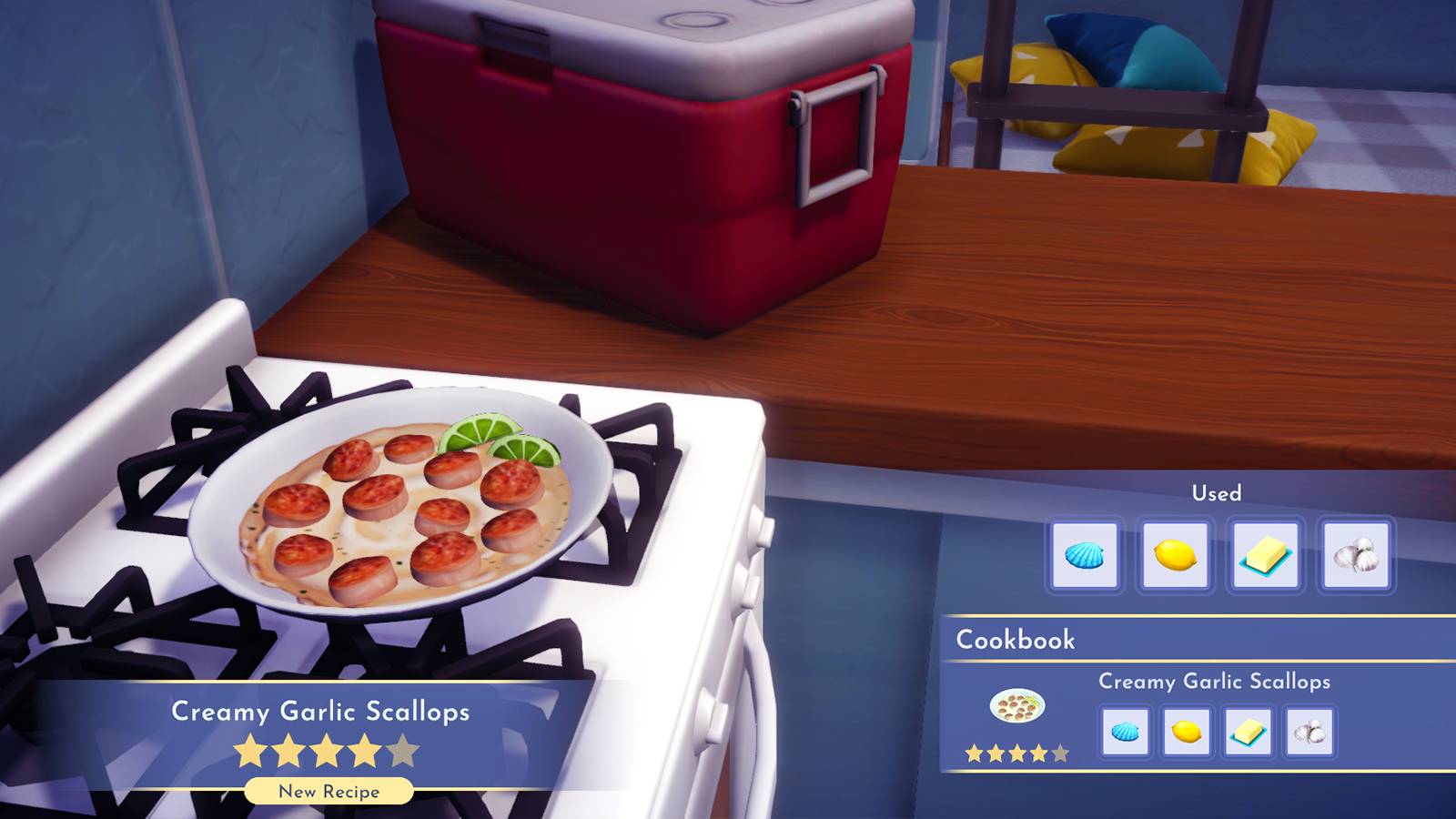 creamy garlic scallops in disney dreamlight valley