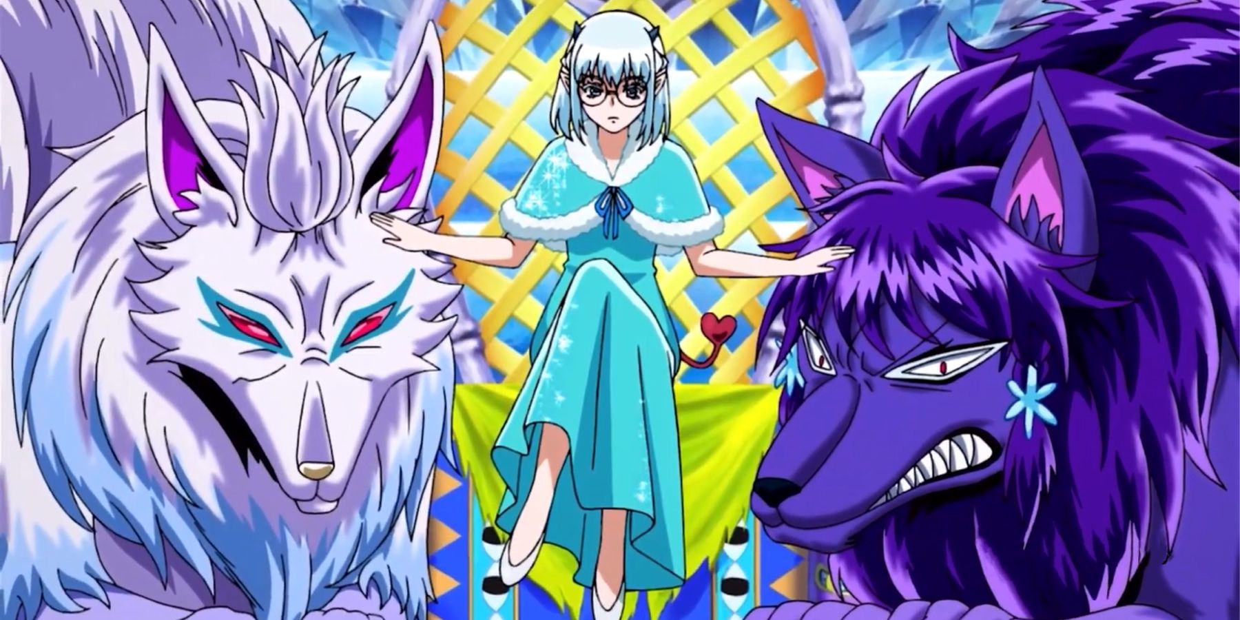 crocell blizzard wolf and snow king fox in welcome to demon school iruma-kun