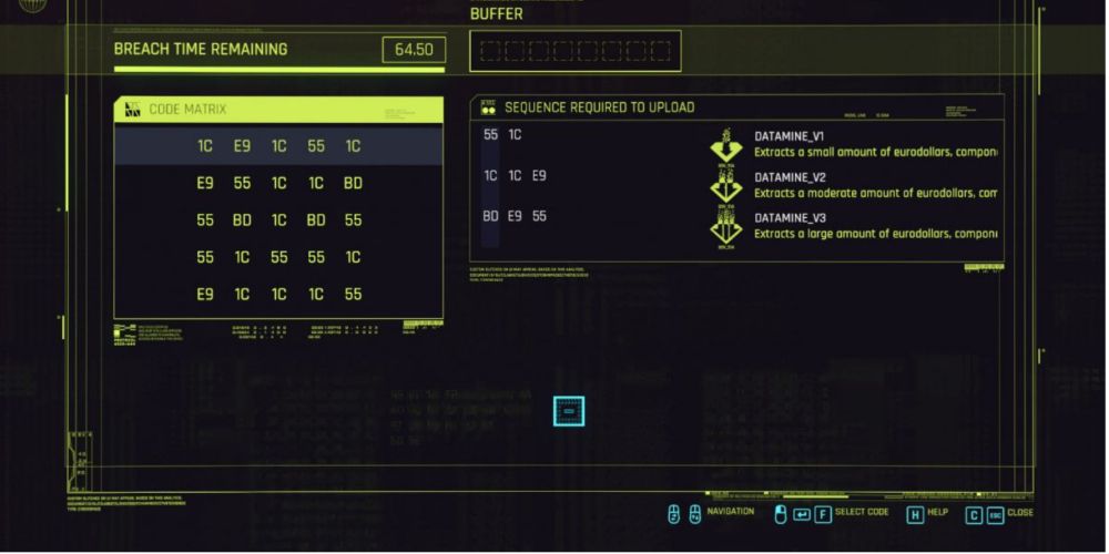 Cyberpunk 2077 Hacking Screen