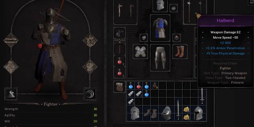 Dark and Darker - Hovering Over A Purple Halberd In-Menu