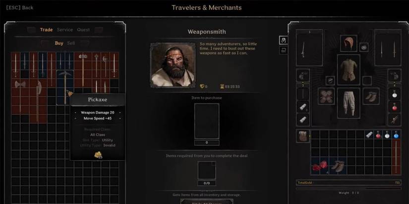 Dark and Darker - Looking At The Weaponsmith NPC Wares