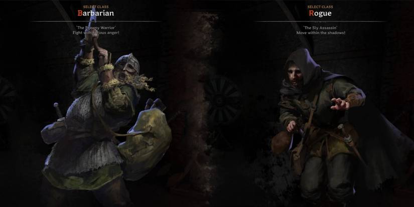 Dark and Darker - Rogue and Barabarian Create A Character Splash Art Side By Side