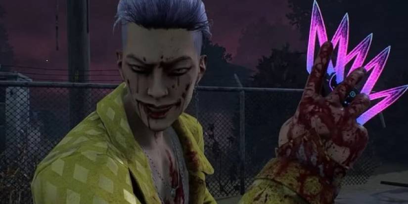 The Trickster prepping his neon throwing knives to throw at his unlucky victim.