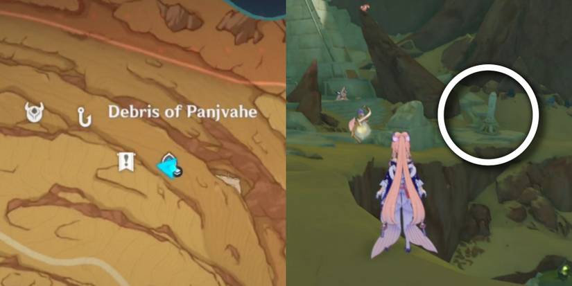 debris of panjvahe obelisk location in genshin impact