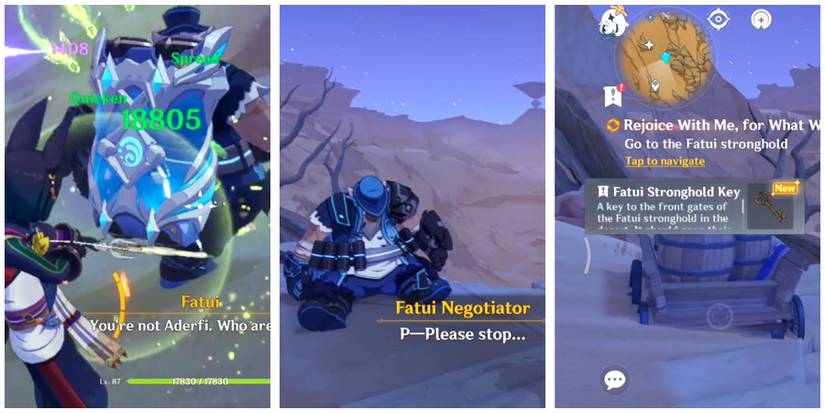 defeating the fatui to acquire the fatui stronghold key in genshin impact