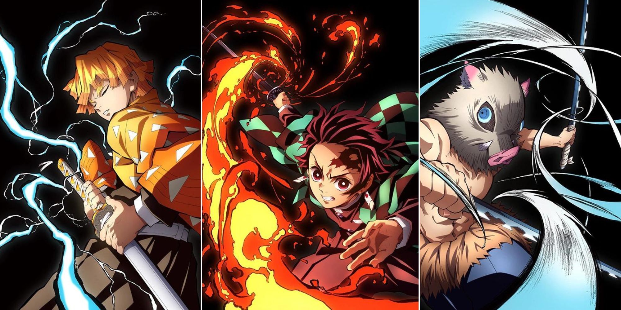 Demon Slayer Zenitsu, Tanjiro and Inosuke promo art-1