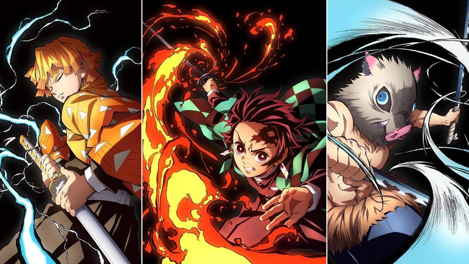 Demon Slayer Zenitsu, Tanjiro and Inosuke promo art-1