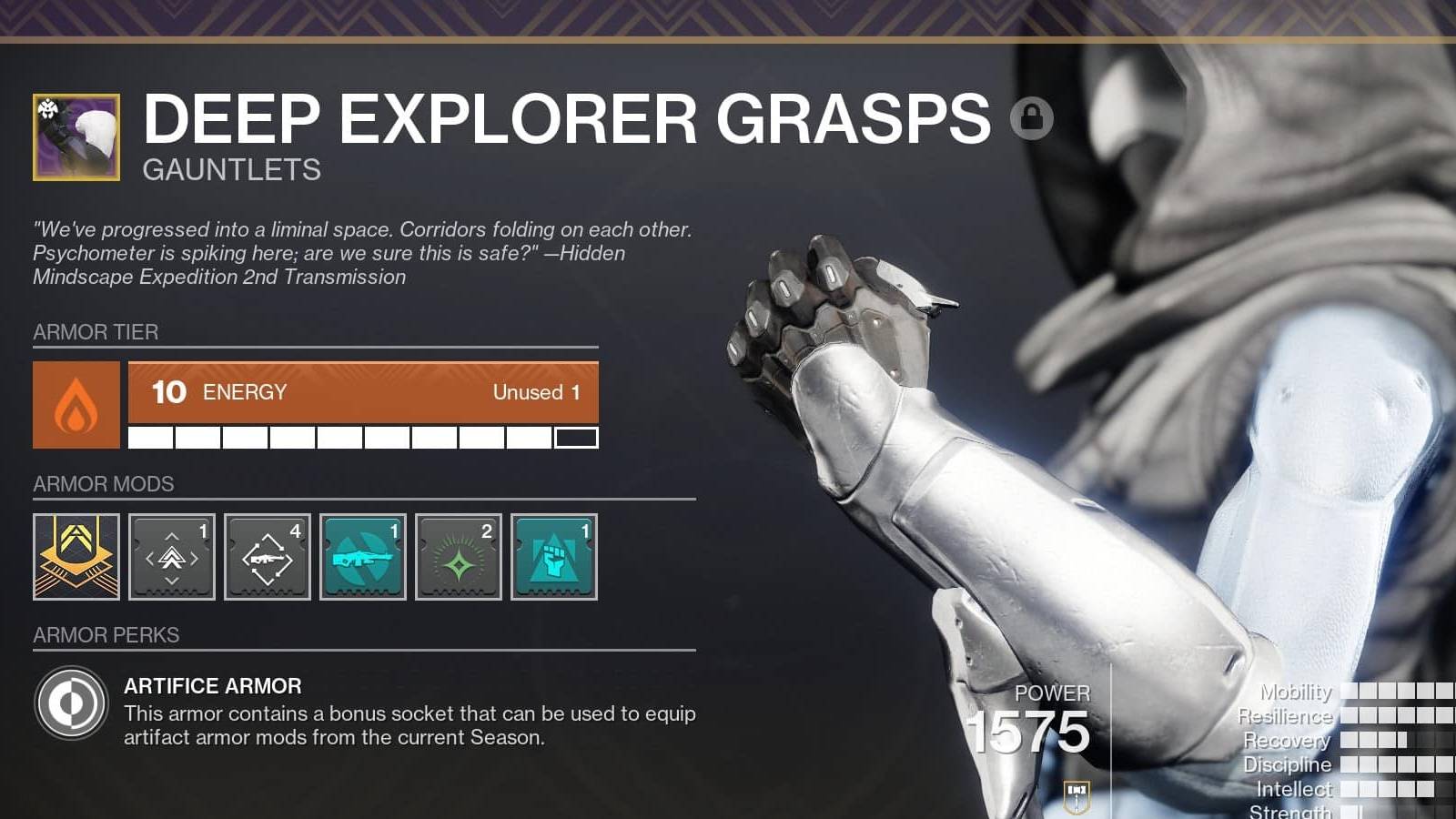 Destiny 2 Hunter's Masterworked Artifice Armor