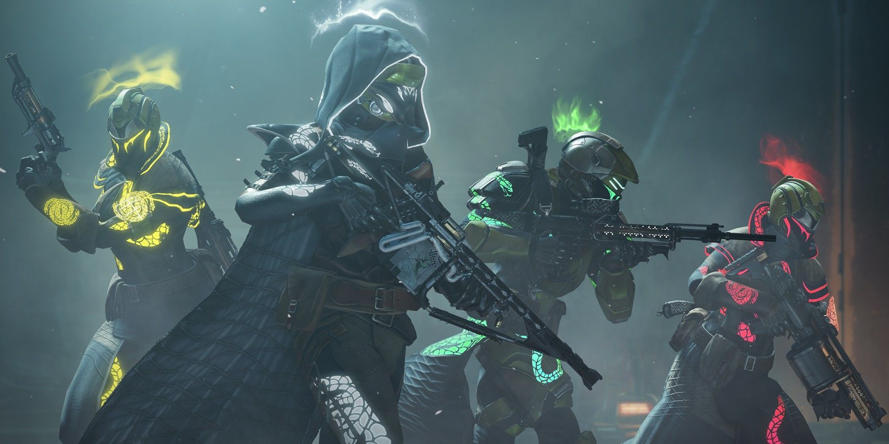 Una escuadra de guardianes explorando juntos en Destiny 2