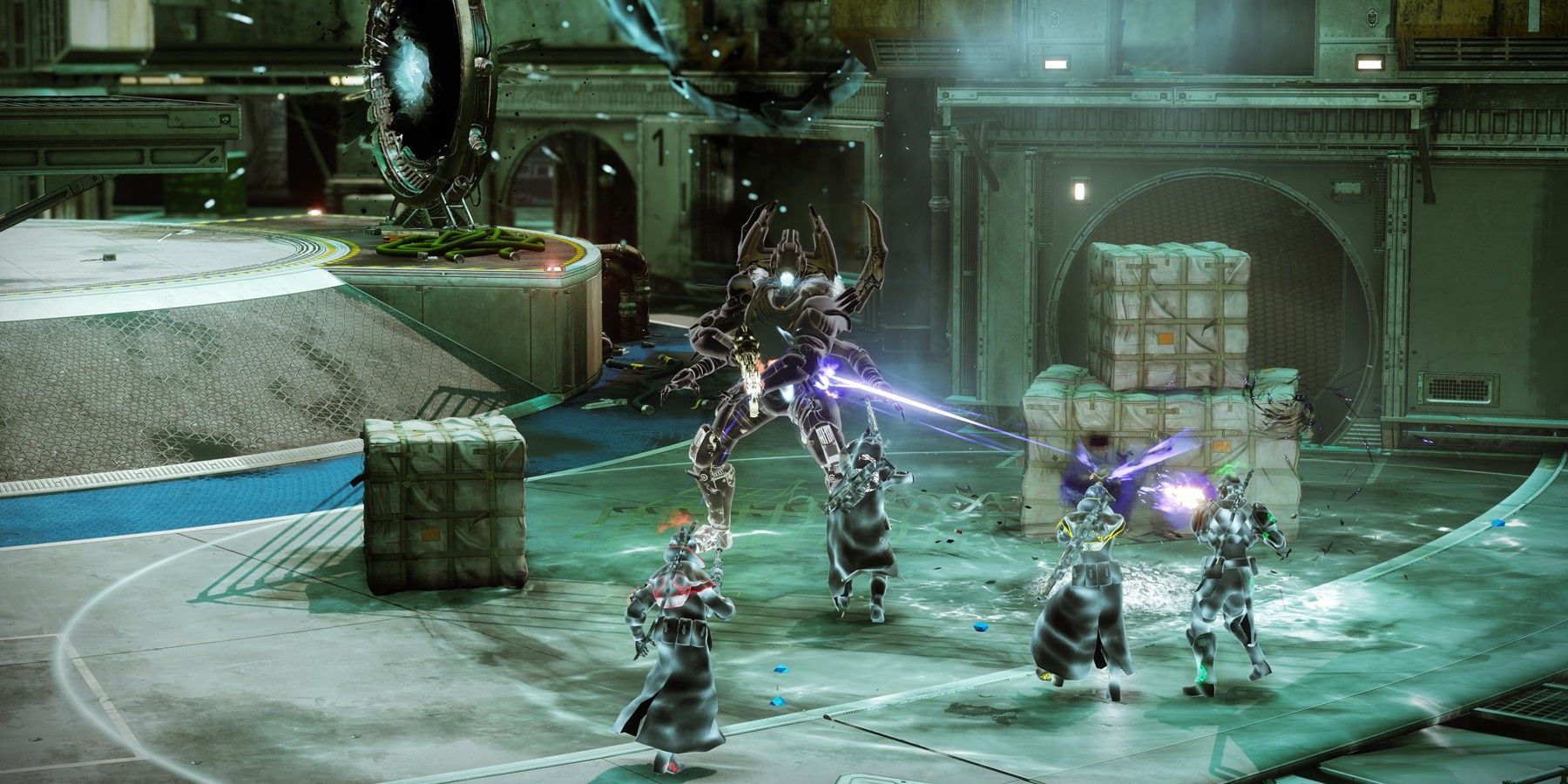 Four Guardians are fighting the boss in Gambit